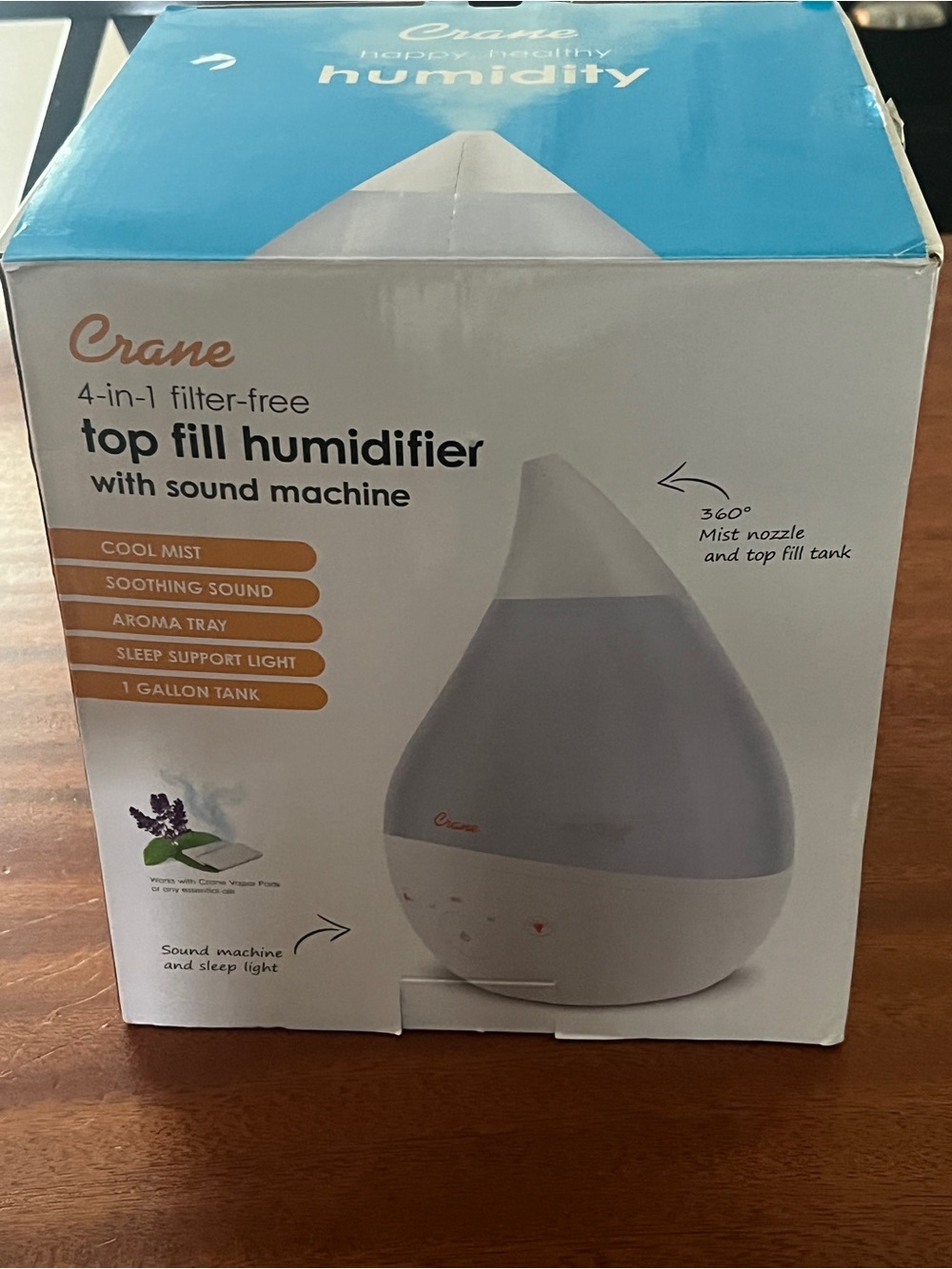 Crane 4-in-1 Top Fill Humidifier - White & Light Blue